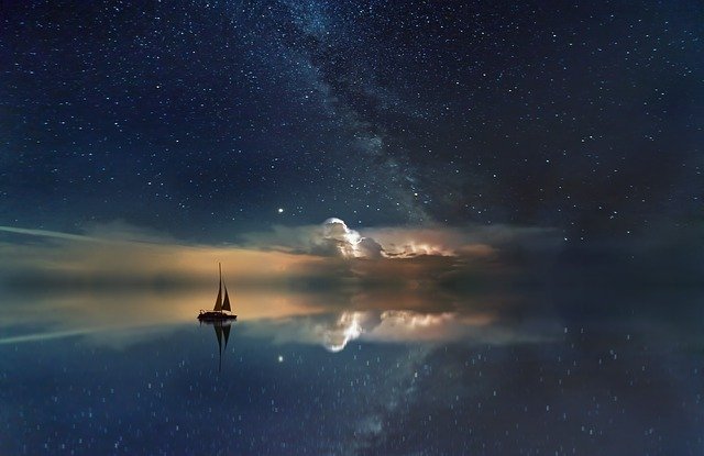 Free download ocean milky way boat sailing free picture to be edited with GIMP free online image editor