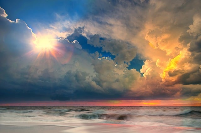 Free download ocean sky sun rays clouds free picture to be edited with GIMP free online image editor