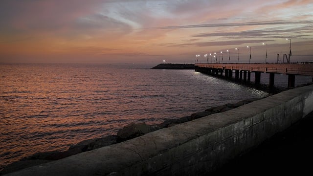 Free download ocean sunset sea bridge night free picture to be edited with GIMP free online image editor