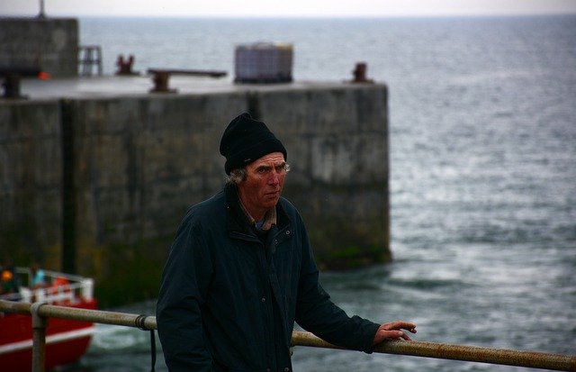 Free download Oldman Fisherman Ocean -  free photo or picture to be edited with GIMP online image editor