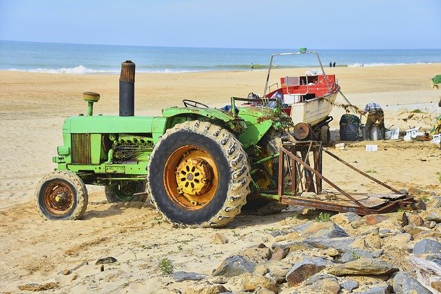 Free download Old Tractor Sea Towing -  free photo or picture to be edited with GIMP online image editor