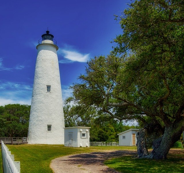 Free download Orcracoke Lighthouse Landmark -  free photo or picture to be edited with GIMP online image editor