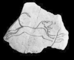 Free download Ostracon with sketch of a running lion free photo or picture to be edited with GIMP online image editor