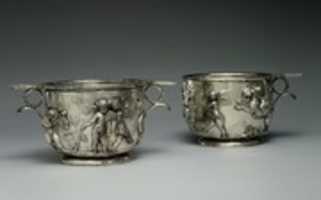 Free download Pair of silver scyphi (cups) with relief decoration free photo or picture to be edited with GIMP online image editor