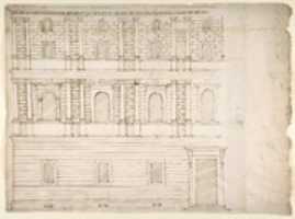 Free download Palazzo Giroud Torlioni, elevation, cornice details (recto) Calculation table (verso) free photo or picture to be edited with GIMP online image editor