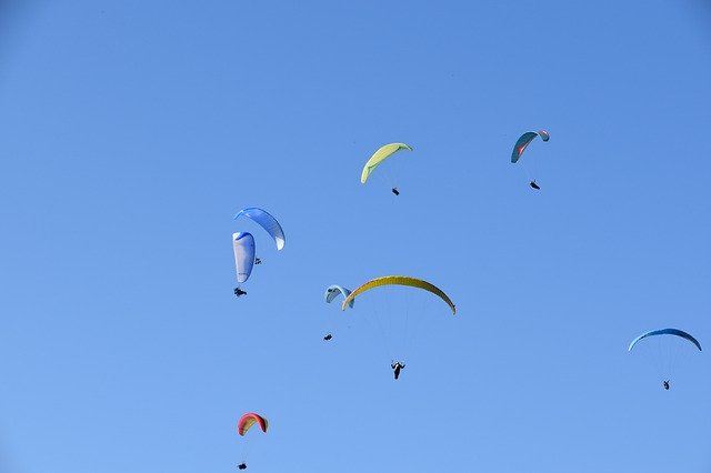 Free download Paragliders Sails Wings Blue -  free photo or picture to be edited with GIMP online image editor