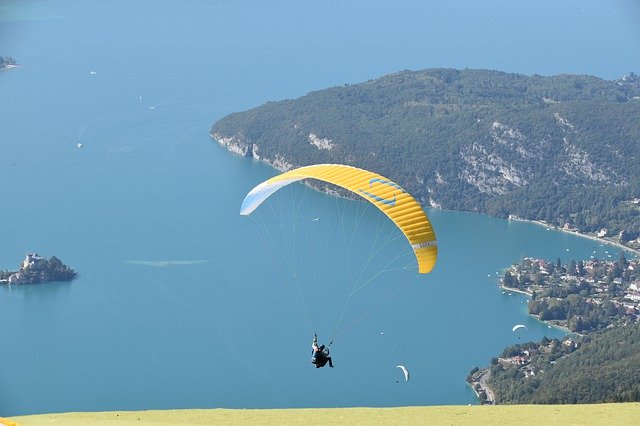 Free download Paragliding Paraglider Lake Annecy -  free photo or picture to be edited with GIMP online image editor