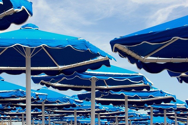 Free download Parasols Blue Beach -  free photo or picture to be edited with GIMP online image editor