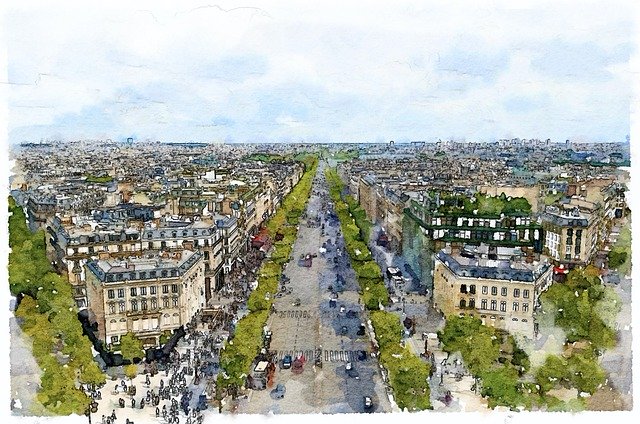 Free download Paris Champs Elysee -  free illustration to be edited with GIMP free online image editor