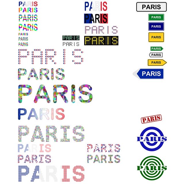 Free download Paris Text Typography -  free illustration to be edited with GIMP free online image editor