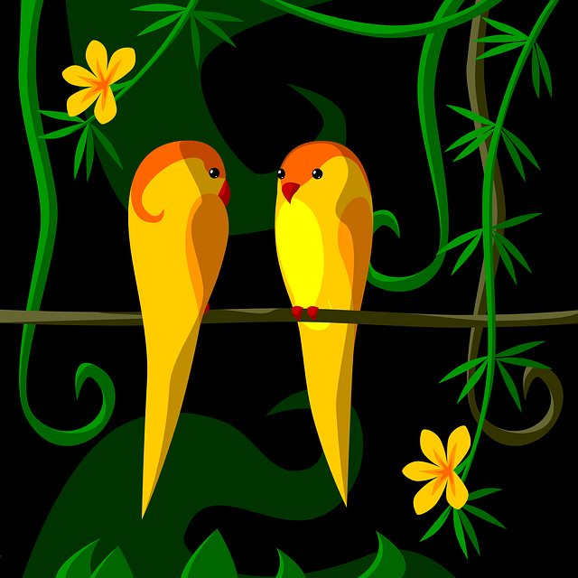 Free download Parrot Couple Jungle -  free illustration to be edited with GIMP free online image editor