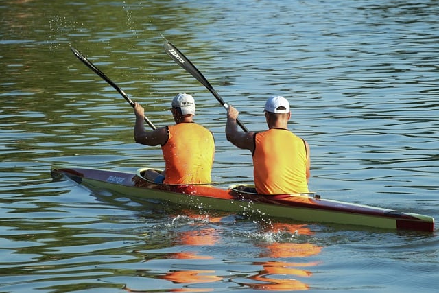 Free download people two athletes rowing kayak free picture to be edited with GIMP free online image editor