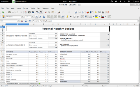 weekly personal budget template for openoffice