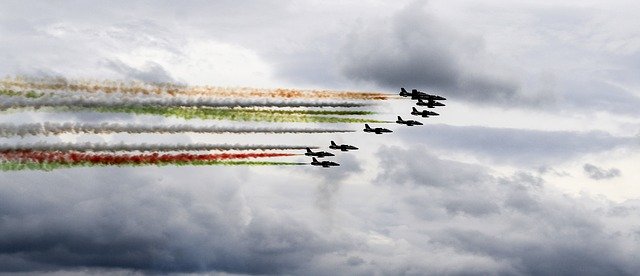 Free download Plane Tricolor Arrows Clouds -  free photo or picture to be edited with GIMP online image editor