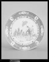 Free download Plate depicting a lady with parasol free photo or picture to be edited with GIMP online image editor