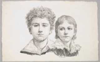 Free download Portrait of the Rabe Children:  Hermann, age 14 and Edmond, age 7; verso:  proof before corrections of small faults in the images free photo or picture to be edited with GIMP online image editor