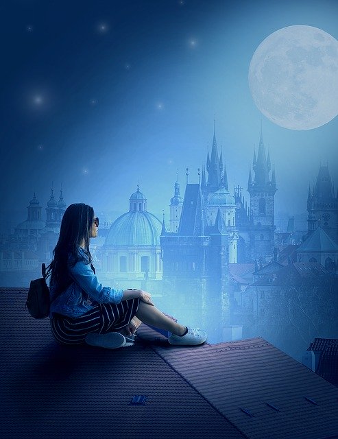 Free download Prague Moon Girl -  free photo or picture to be edited with GIMP online image editor