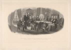 Free download President Lincoln and His Cabinet, with Lt. General Scott, in the Council Chamber at the White House free photo or picture to be edited with GIMP online image editor