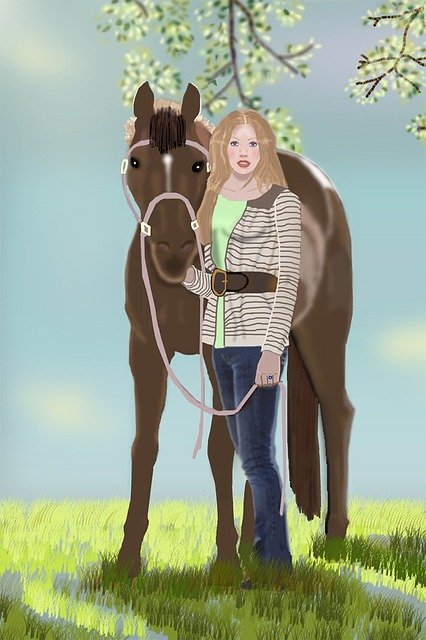 Free download Pretty Female Beautiful Horse Tree -  free illustration to be edited with GIMP free online image editor