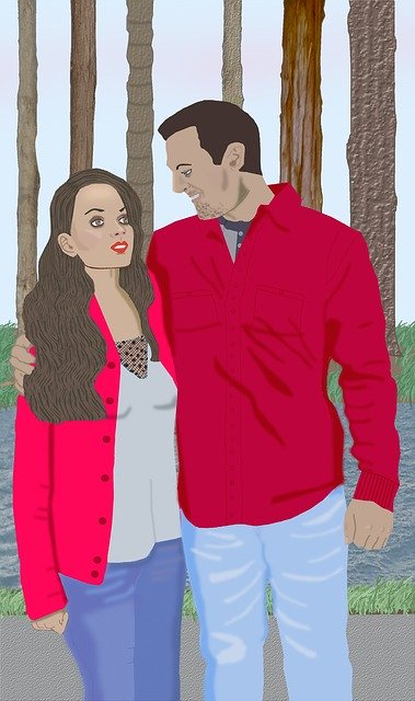 Free download Pretty Woman Man Tree Trunks -  free illustration to be edited with GIMP free online image editor