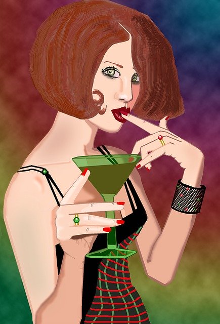 Free download Pretty Woman Wine Glass With -  free illustration to be edited with GIMP free online image editor