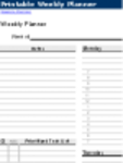 Free download Printable Weekly Planner DOC, XLS or PPT template free to be edited with LibreOffice online or OpenOffice Desktop online