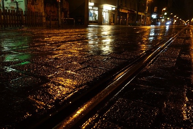 Free download Rail Rain Cobblestones -  free photo or picture to be edited with GIMP online image editor