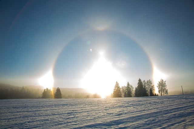 Free download rainbow fog light sun field snow free picture to be edited with GIMP free online image editor