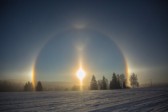 Free download rainbow fog sun snow field winter free picture to be edited with GIMP free online image editor