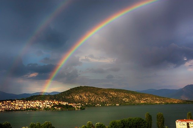 Free download Rainbow Kastoria Lake -  free photo or picture to be edited with GIMP online image editor