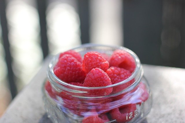 Free download Raspberries Glass Jar Food -  free photo or picture to be edited with GIMP online image editor