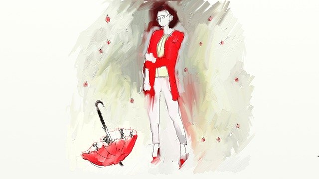 Free download Red Woman Umbrella -  free illustration to be edited with GIMP free online image editor