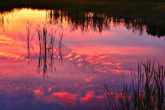 Free download reflections lake sunset nature free picture to be edited with GIMP free online image editor