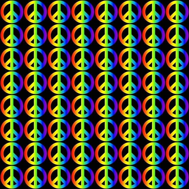 Free download Retro Rainbow Gradient Peace -  free illustration to be edited with GIMP free online image editor