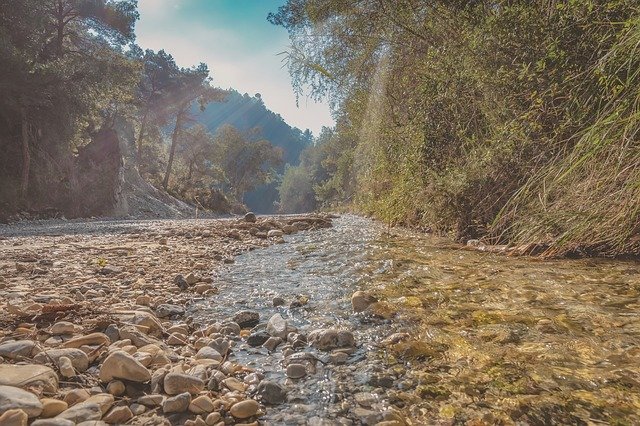 Free download River Bed Sun Rays Water -  free photo or picture to be edited with GIMP online image editor