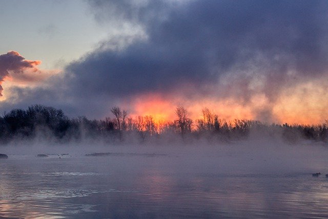 Free download river nature trees sunset dusk free picture to be edited with GIMP free online image editor