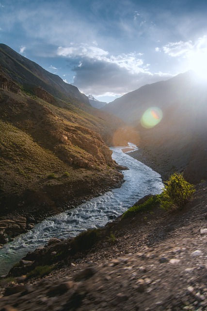 Free download river sunset mountain himalaya free picture to be edited with GIMP free online image editor