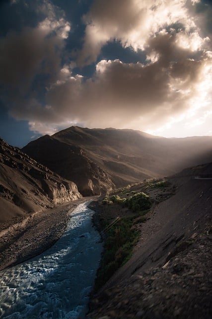 Free download river sunset mountains himalaya free picture to be edited with GIMP free online image editor