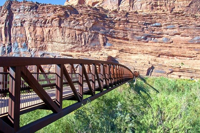 Free download Riverway Bridge Near Moab River -  free photo or picture to be edited with GIMP online image editor