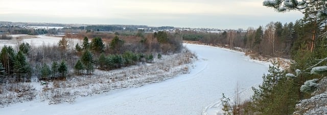 Free download river winter panorama trees free picture to be edited with GIMP free online image editor