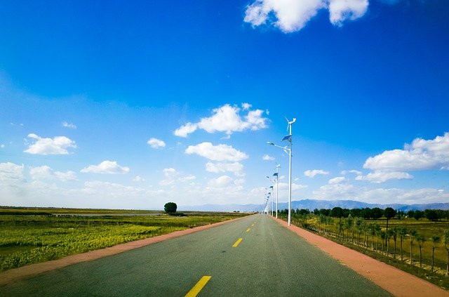 Free download Road Blue Sky Landscape -  free photo or picture to be edited with GIMP online image editor