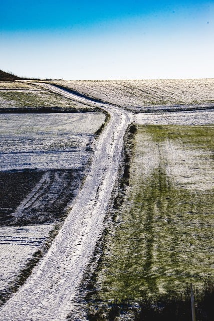 Free download road field meadow snowy sky sunny free picture to be edited with GIMP free online image editor