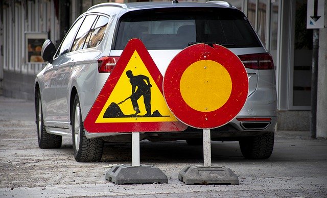 Free download Road Sign Construction Car -  free photo or picture to be edited with GIMP online image editor