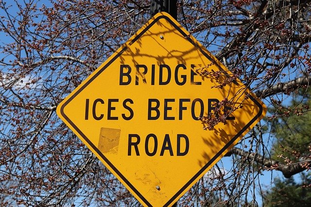 Free download Road Sign Yellow Sing Bridge Ices -  free photo or picture to be edited with GIMP online image editor