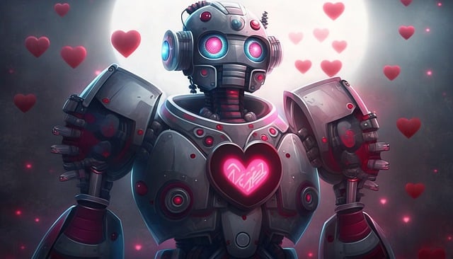 Безкоштовно завантажте безкоштовне зображення робота android in love hearts для редагування за допомогою безкоштовного онлайн-редактора зображень GIMP