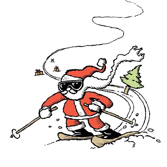 Free download Santa Claus Skiing Seasonal -  free illustration to be edited with GIMP free online image editor