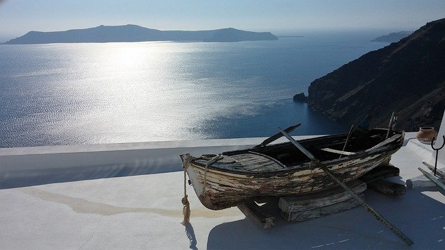 Free download Santorini Greece Boat -  free photo or picture to be edited with GIMP online image editor