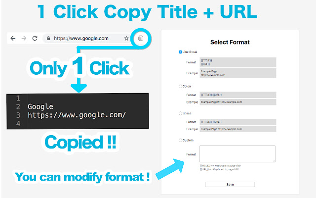 1 Click Copy Title + URL  from Chrome web store to be run with OffiDocs Chromium online