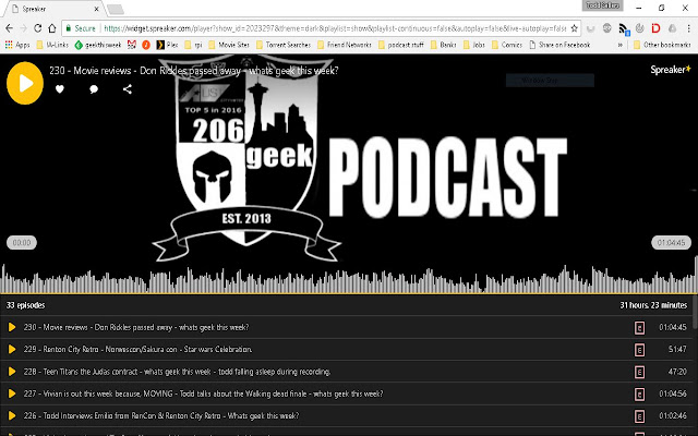 206geek podcast player  from Chrome web store to be run with OffiDocs Chromium online