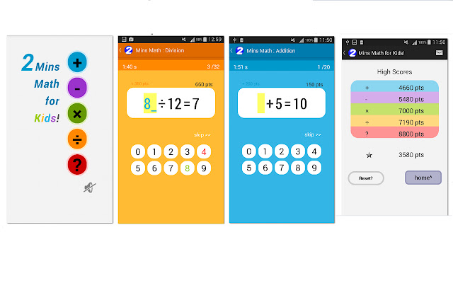 2 Minutes Math for Kids  from Chrome web store to be run with OffiDocs Chromium online